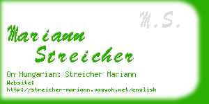 mariann streicher business card